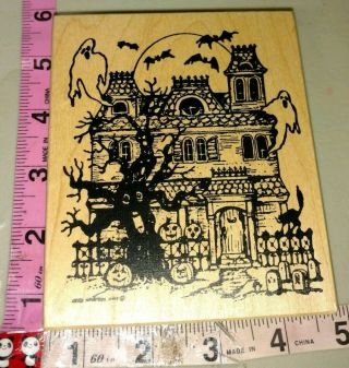 Big Haunted House,  Very Rare Stamp,  Northwoods,  C37,  Rubber Stamp,  Wood