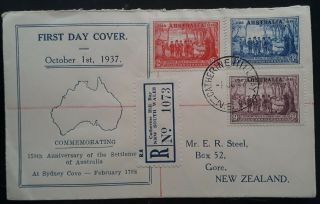 Rare 1937 Australia Set Of 150th Ann Of Nsw Stamps On 1st Day Cover Cachet