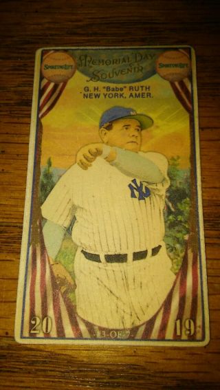 2019 Sporting Life Babe Ruth T - Size Memorial Day Card Rare