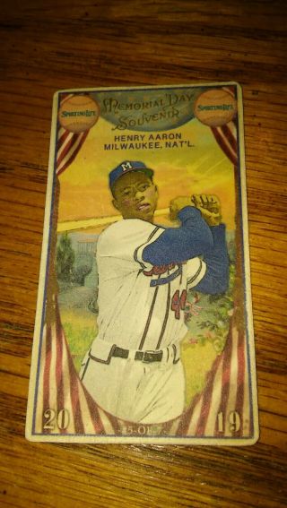 2019 Sporting Life Hank Aaron T - Size Memorial Day Card Rare