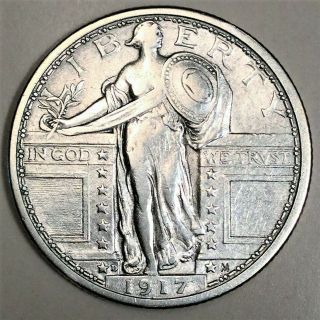 1917 - D Type 1 Standing Liberty Quarter Coin Rare Date