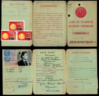 236 Spain Civil War Refugees Identity Card With 3 Political Label 1948.  Rare