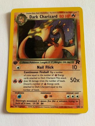 1995 Pokemon Team Rocket 1st Edition Dark Charizard Holo 4/82 Ultra Rare