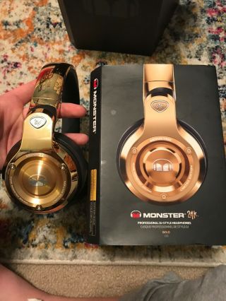 Monster 24k On - Ear Headphone Gold Professional Dj W/ Box Rare