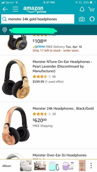 Monster 24k on - ear headphone gold Professional DJ w/ box RARE 3