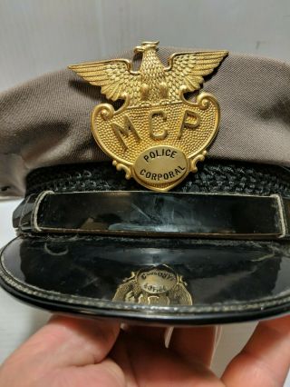 Vintage Rare Montgomery County Police Badge Hat? Maryland? Mcp Leather