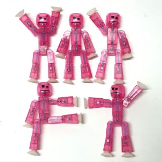 Lot5pcs Rare Zing Stikbot Pink Robot Animation Single Action Figure Kid Toy Gift