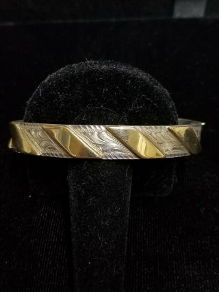 Vintage Texan Style Signed Gist Rare 1/10th 14k Solid Sterling Cuff