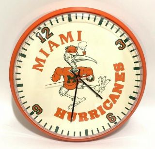 Rare Vintage University Of Miami Hurricanes Sebastian The Ibis Quartz Wall Clock