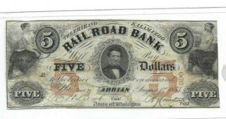 $5 (railroad Bank) " Rare " (autograph 