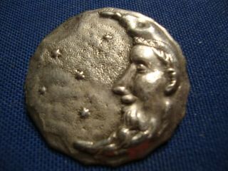 Ultra Rare Man In The Moon Cameo Old Pawn Sterling Silver Brooch