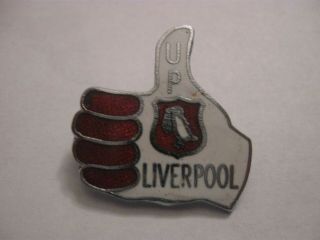 Rare Old Liverpool Football Club Thumbs Up Enamel Brooch Pin Badge Aew