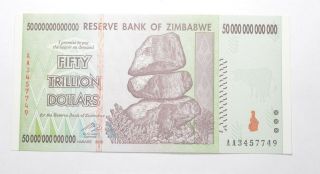 Rare 2008 50 Trillion Dollar - Zimbabwe - Uncirculated Note - 100 Series 251