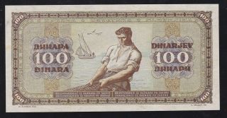 Yugoslavia - - - 100 Dinara 1946 - - - Back Proof - - - - Xf - - Rare