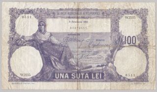 Romania 100 Lei Pick 21 Large Size Note With Border Tears (1921) Rare