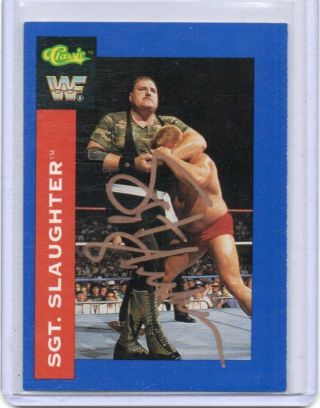 Sgt Slaughter 1991 Classic Autograph Card Hand Signed Rare Wwe Superstar