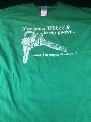 Rare Vintage Weezer Rock Music Concert T - Shirt Green Size L