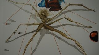 Rare Salvador Dali ' Arachne ' Signed German Divine Comedy woodcut 5