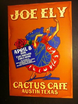 Joe Ely Rare Country Cactus Cafe Austin Texas Concert Tour Gig Poster