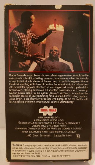 1990 Doctor Strain The Body Snatcher VHS Movie Cult,  Horror,  Gore,  Alchemy,  RARE 2
