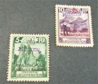 Nystamps Liechtenstein Stamp O1.  O2 No Gum $90 Rare " Muster " Ovpt