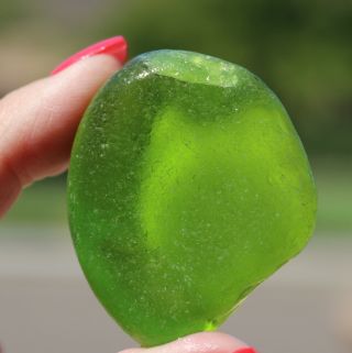 VERY RARE PARTIAL SEAGLASS BOTTLE BOTTOM FLASH GLASS LIME GREEN 5