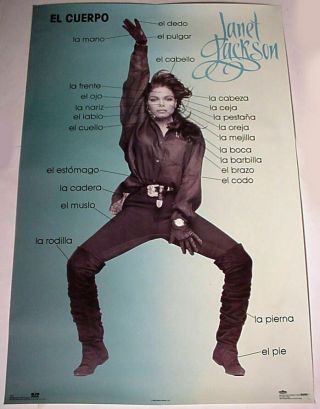 Rare 1990 Janet Jackson 34 X 23 El Cuerpo (" The Body ") Rhythm Nation Poster
