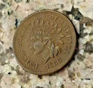 Rare 1866 Brown U.  S Indian Head Penny Clear Sharp Details N/r