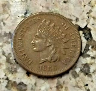 RARE 1866 BROWN U.  S INDIAN HEAD PENNY CLEAR SHARP DETAILS N/R 3