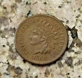 RARE 1866 BROWN U.  S INDIAN HEAD PENNY CLEAR SHARP DETAILS N/R 5