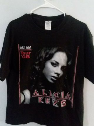 Rare 2008 Alicia Keys " As I Am " Ne - Yo,  Jordin Sparks Concert Tour T - Shirt Sz L