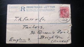 Rare 1911 India King George V “registered” Cover From Simla,  Kashmir To Uk Only