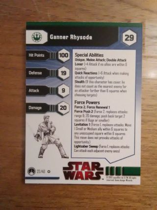 Star Wars Miniatures Masters Of The Force 22 Ganner Rhysode Very Rare