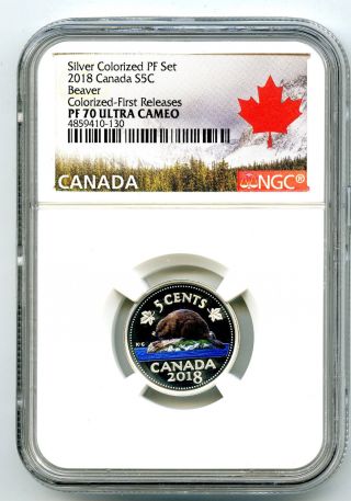2018 Canada 5 Cent Silver Colored Proof Ngc Pf70 Ucam Nickel First Releases Rare