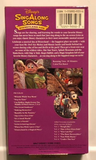 Disneys Sing Along Songs Volume Seven 7 Disneyland Fun VHS RARE OOP W/ Pop 2