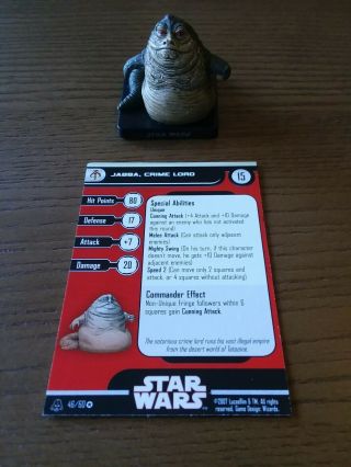 Star Wars Miniatures Very Rare Jabba The Hutt Crime Lord 46/60 A&e W/card