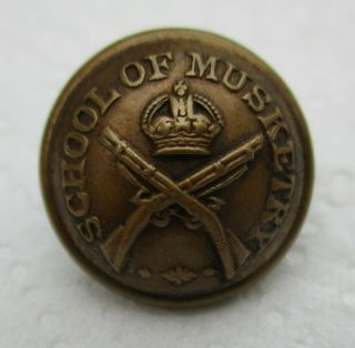 Rare British Army: " School Of Musketry Brass Button " (medium Size,  19mm,  Ww1 Era)