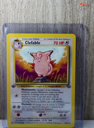 1st Ed Clefable Non - Holo Wotc Rare Pokemon Card 17/64 Jungle Set Top Loaded Exc