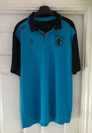 Rare Aston Villa FC Player Staff Issue Polo Shirt Top UNIBET By LUKE Large 2