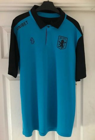 Rare Aston Villa FC Player Staff Issue Polo Shirt Top UNIBET By LUKE Large 3