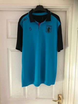 Rare Aston Villa FC Player Staff Issue Polo Shirt Top UNIBET By LUKE Large 4