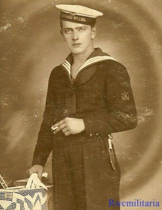 Port.  Photo: Rare Studio Full View Pic Polish Navy Sailor Posed; 1938
