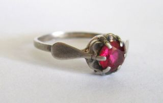 Vintage Ussr Silver 875 Ruby Stone Ring Rare