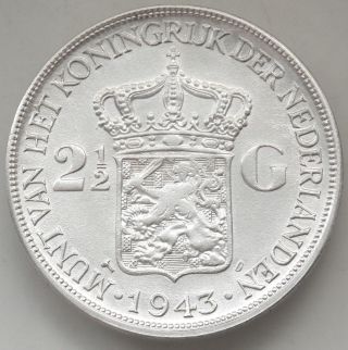 Netherlands East Indies,  2 1/2 Gulden,  1943,  Km331,  Silver,  Au,  Rare