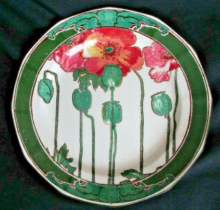 Royal Doulton 9 3/4 " Red Poppies Arts & Crafts Plate Ca.  Size & Rare Color