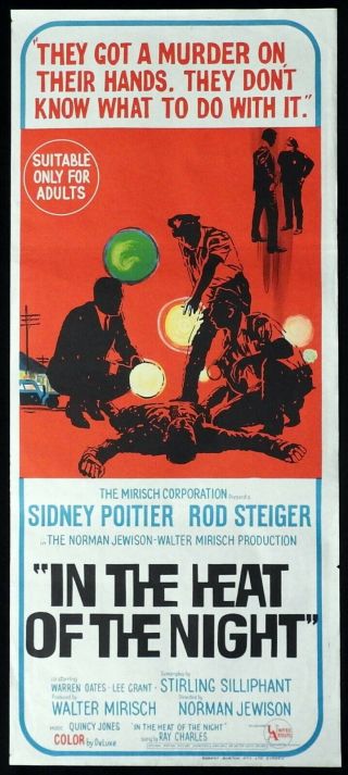 In The Heat Of The Night Rare Daybill Movie Poster Sidney Poitier Rod Steiger