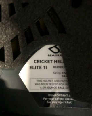 Rare Masuri Tasmanian Tigers Match Worn Cricket Helmet - Player Issued 3
