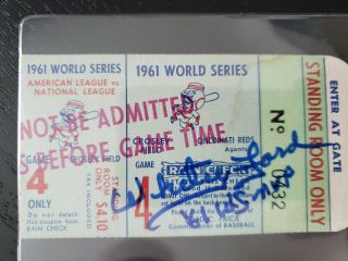 1961 YANKEES World Series Game 4 Ticket Autographed By Whitey Ford RARE Win 9 2