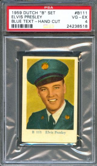 1959 Dutch Gum Card B Set B111 Elvis Presley Army Uniform Portrait Psa 4 Rare