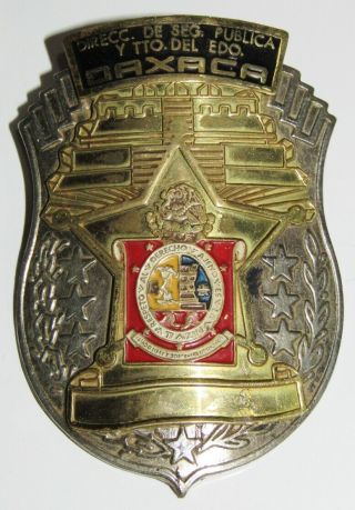 Obsolete Mexican State Oaxaca Transit Police Brass Badge Very Rare